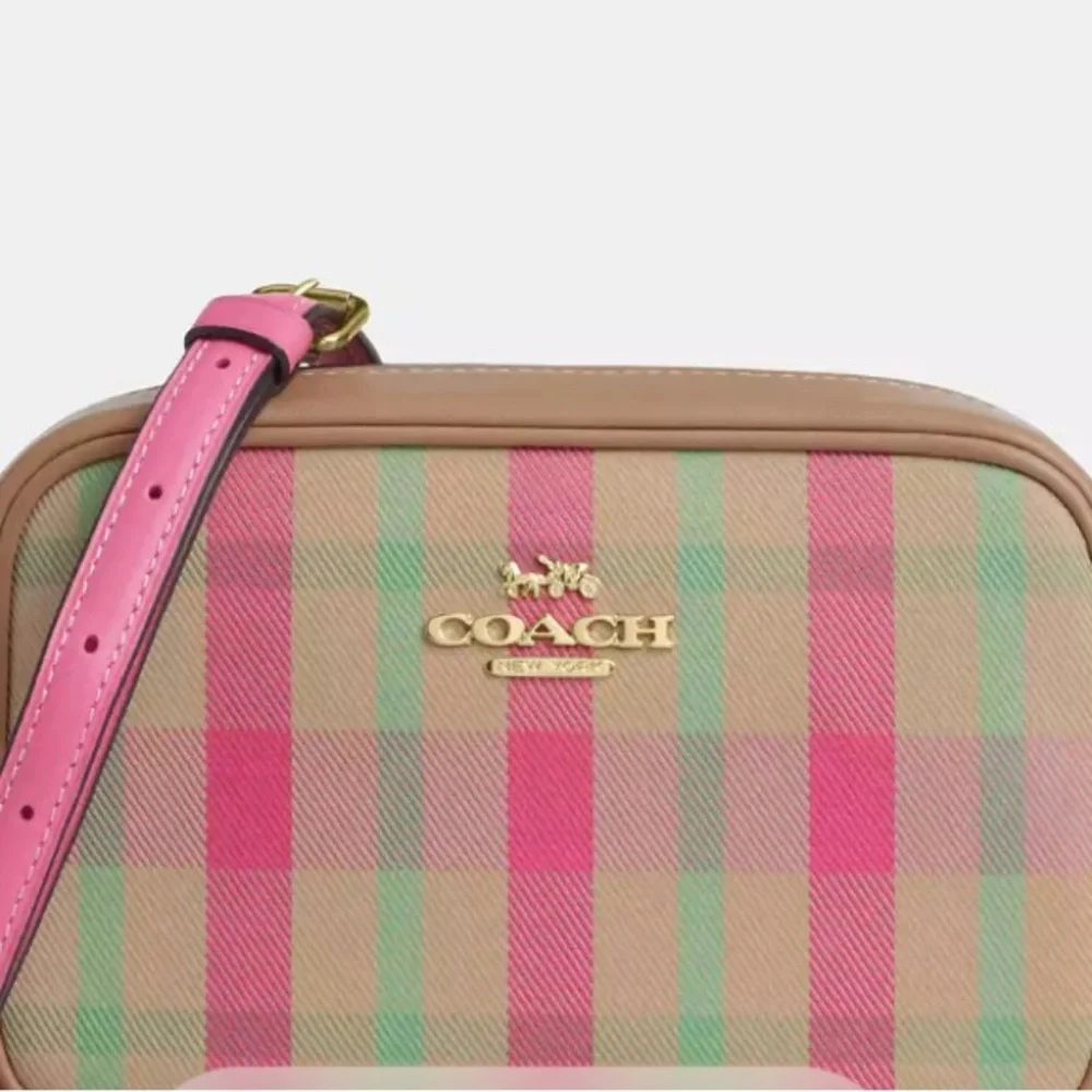 Coach Jamie Mini Pink plaid Camera Bag NWT !!!